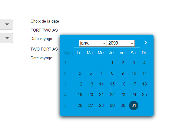 Datepicker selection des dates de passages